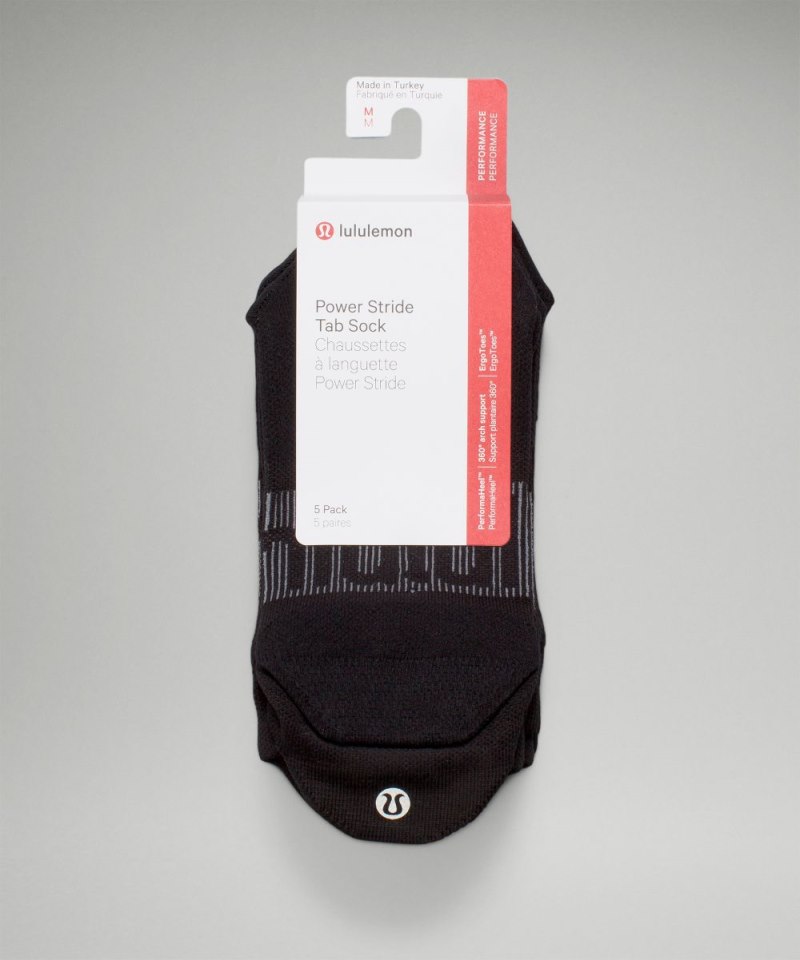 Lululemon Women's Power Stride Tab Socks *5 Pack Black Online Outlet Sale