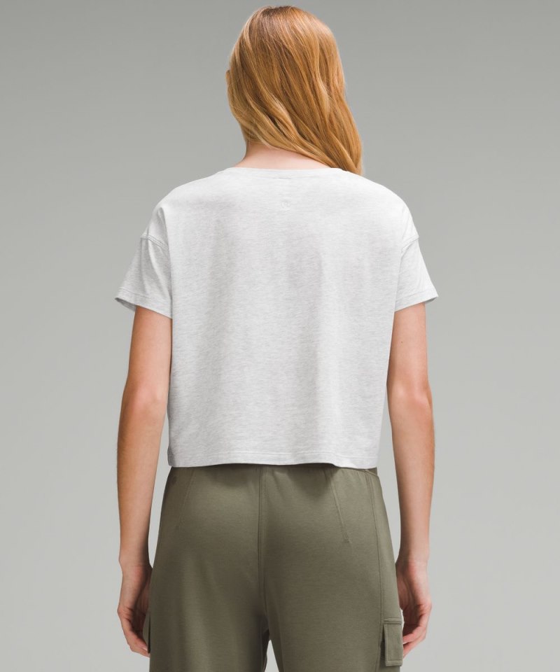 Lululemon Cates Cropped T-Shirt Heathered Core Ultra Light Grey Online Outlet Sale
