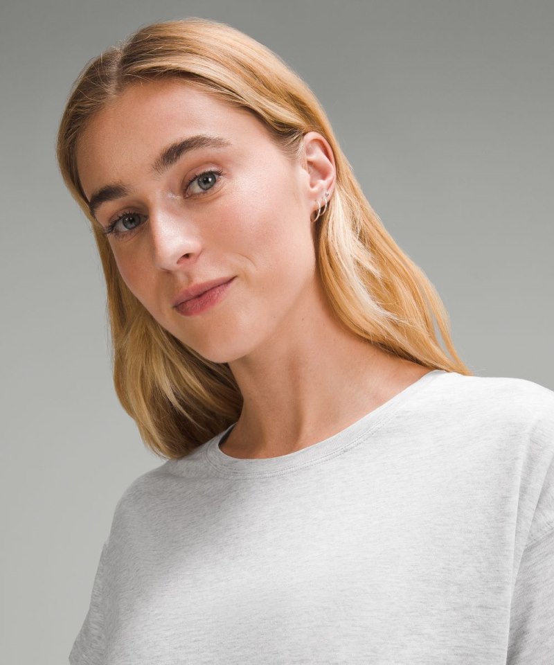 Lululemon Cates Cropped T-Shirt Heathered Core Ultra Light Grey Online Outlet Sale