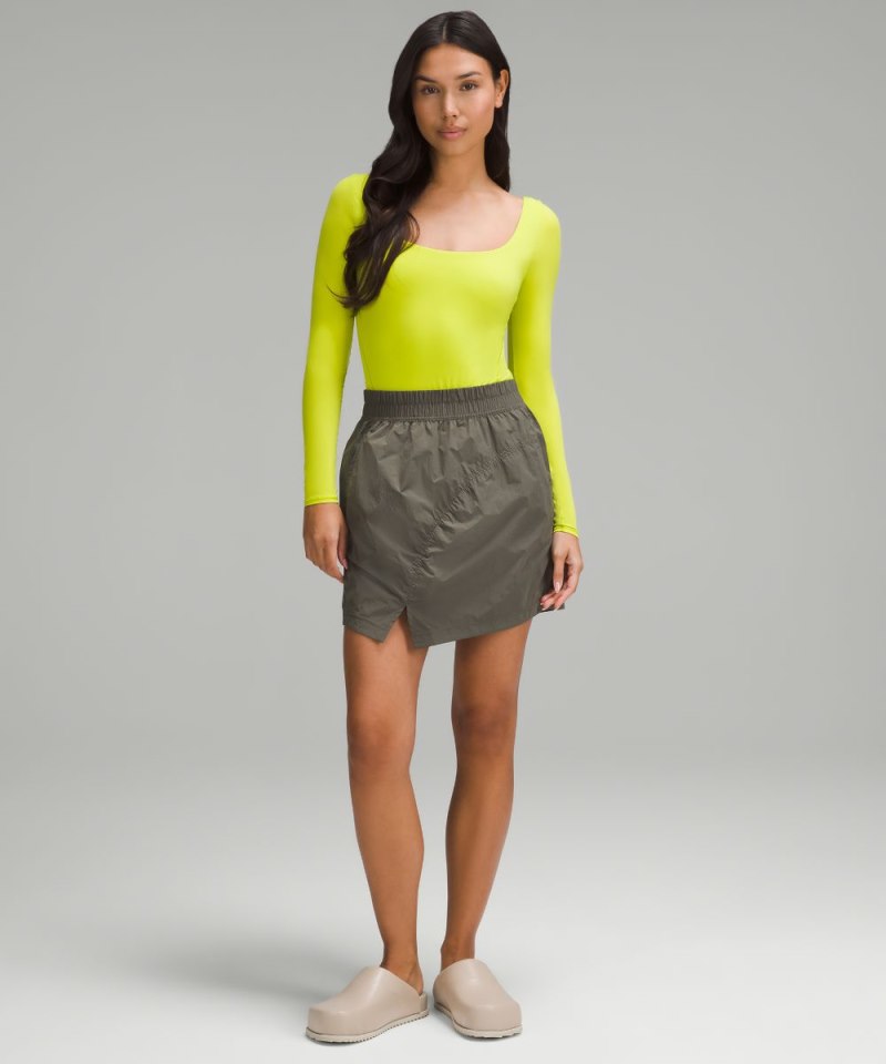 Lululemon Wundermost Ultra-Soft Nulu Square-Neck Long-Sleeve Bodysuit Lichen Lime Online Outlet Sale