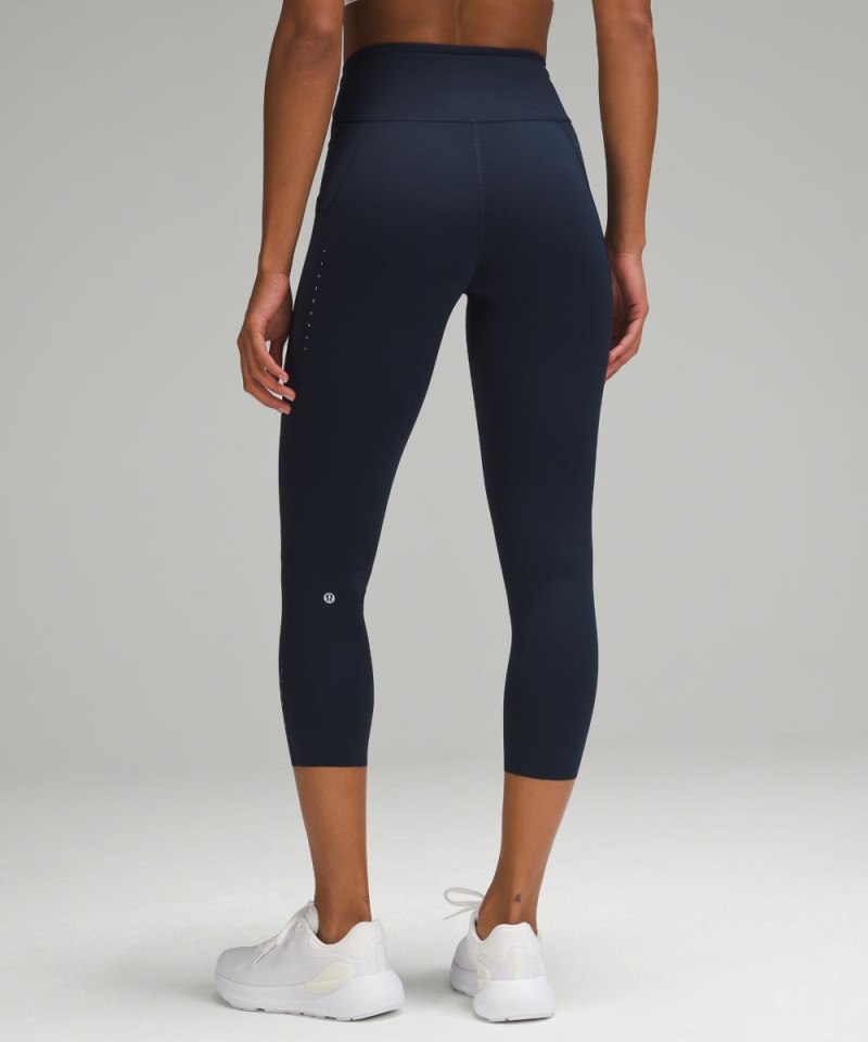 Lululemon Fast and Free High-Rise Crop 23" Pockets *Updated True Navy Online Outlet Sale