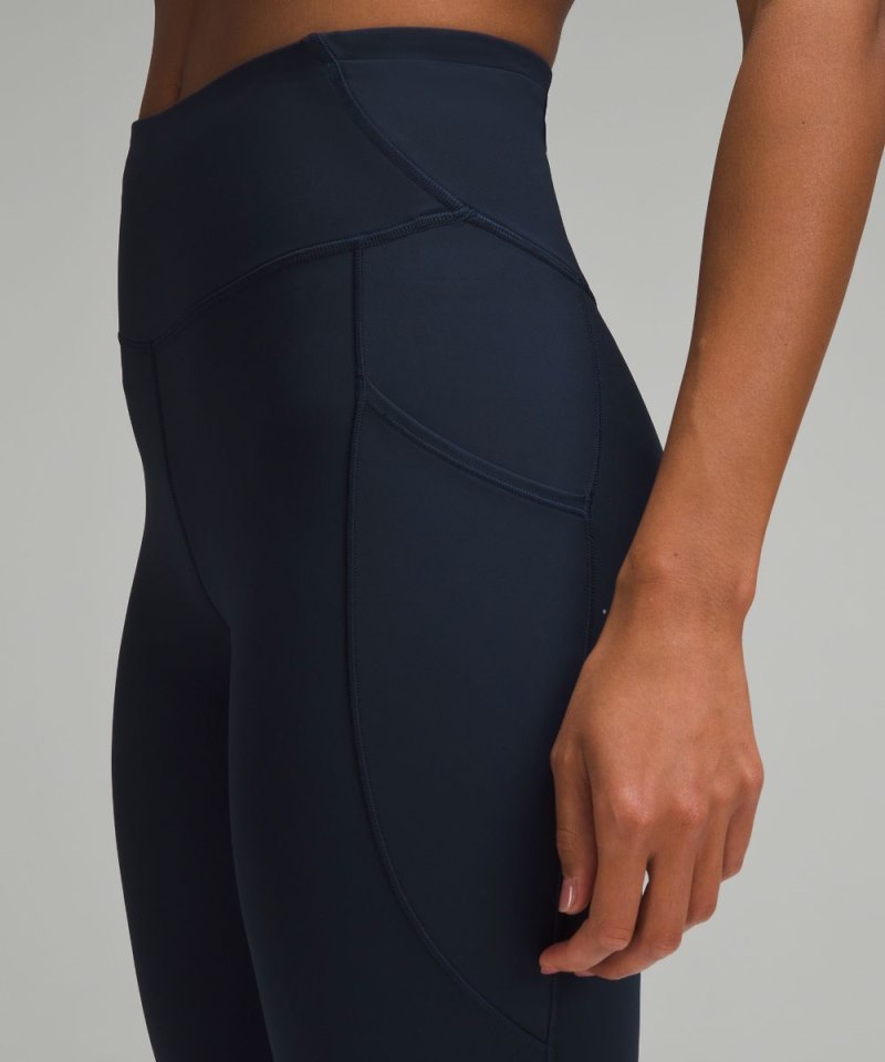 Lululemon Fast and Free High-Rise Crop 23" Pockets *Updated True Navy Online Outlet Sale