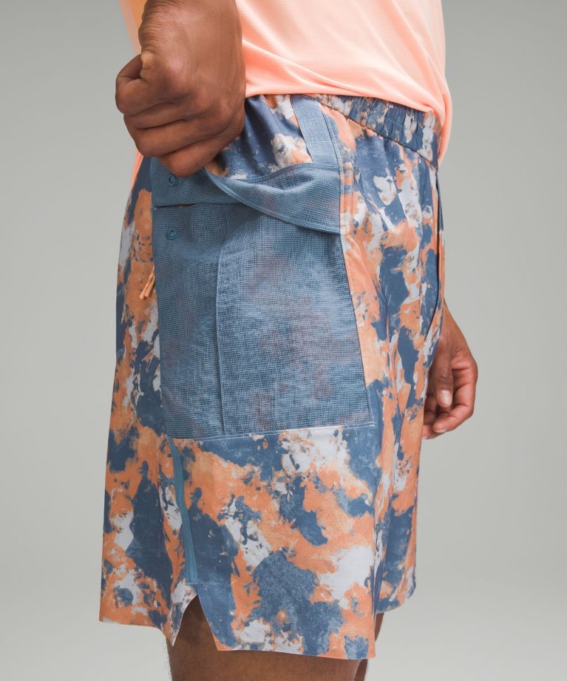 Lululemon Water-Repellent Hiking Short 8" Backcountry Camo Blue Orange Multi Online Outlet Sale