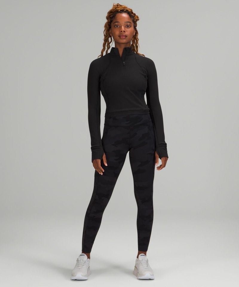 Lululemon It's Rulu Cropped Half Zip Black Online Outlet Sale