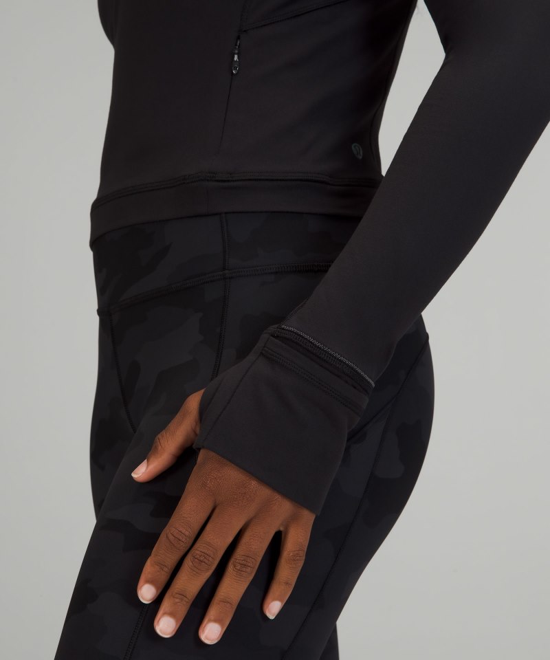 Lululemon It's Rulu Cropped Half Zip Black Online Outlet Sale