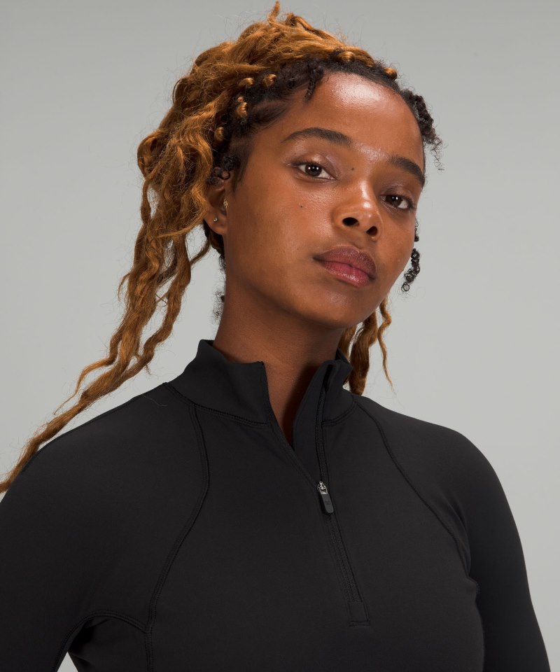 Lululemon It's Rulu Cropped Half Zip Black Online Outlet Sale