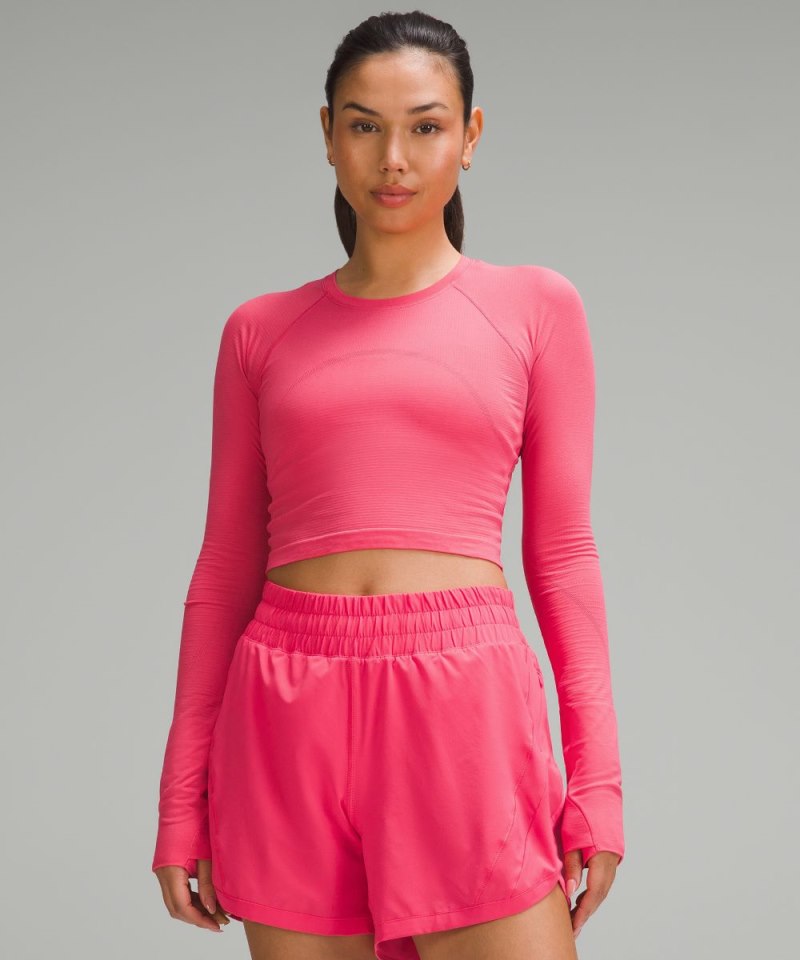Lululemon Swiftly Tech Cropped Long-Sleeve Shirt 2.0 Glaze Pink / Glaze Pink Online Outlet Sale