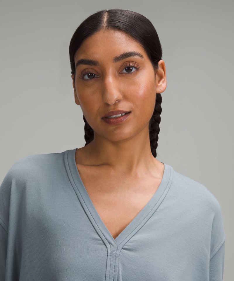 Lululemon Back In Action V-Neck Long-Sleeve Shirt Belgian Blue Online Outlet Sale