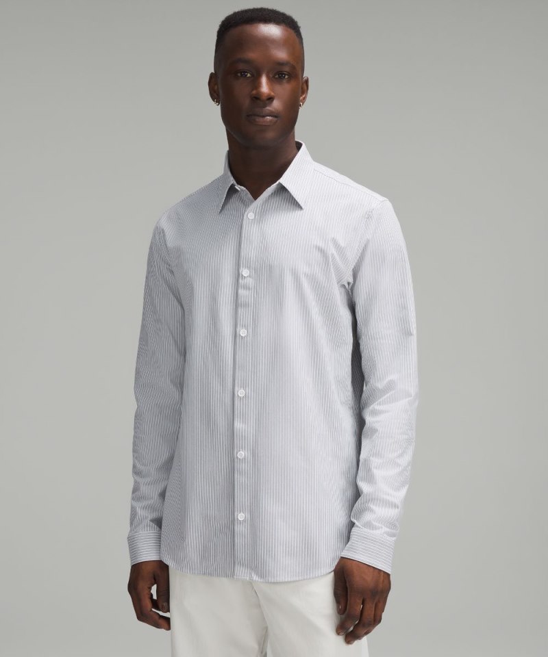 Lululemon New Venture Slim-Fit Long-Sleeve Shirt Inline Stripe White Heathered Grey Sage Online Outlet Sale