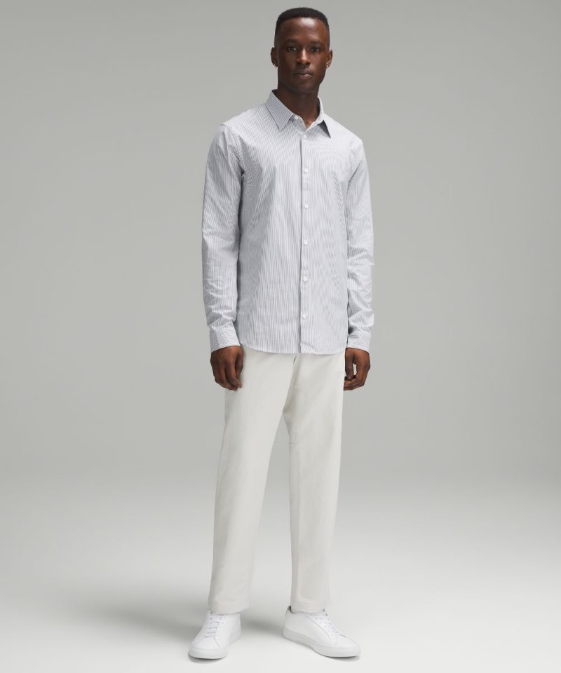 Lululemon New Venture Slim-Fit Long-Sleeve Shirt Inline Stripe White Heathered Grey Sage Online Outlet Sale