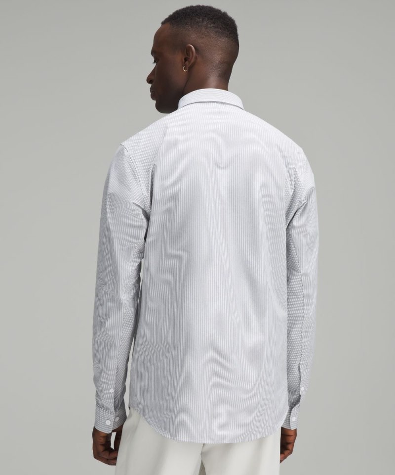 Lululemon New Venture Slim-Fit Long-Sleeve Shirt Inline Stripe White Heathered Grey Sage Online Outlet Sale