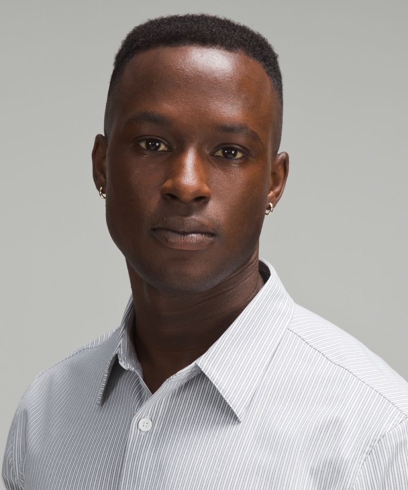 Lululemon New Venture Slim-Fit Long-Sleeve Shirt Inline Stripe White Heathered Grey Sage Online Outlet Sale
