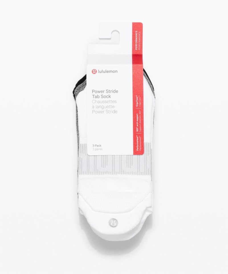 Lululemon Women's Power Stride Tab Socks *3 Pack White / Heather Grey / Black Online Outlet Sale