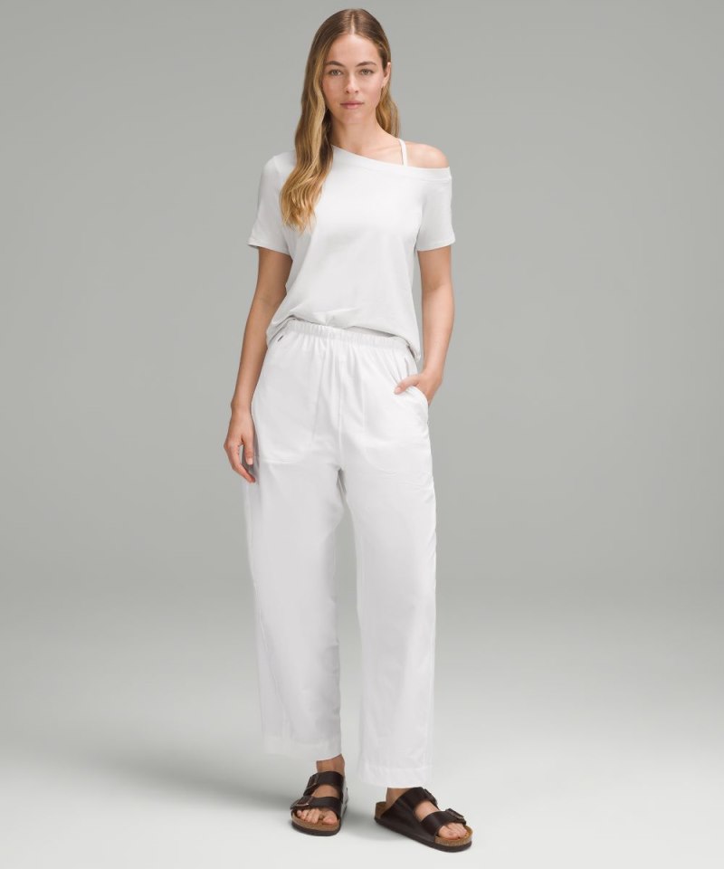 Lululemon Off-The-Shoulder Cotton T-Shirt Light Vapor Online Outlet Sale