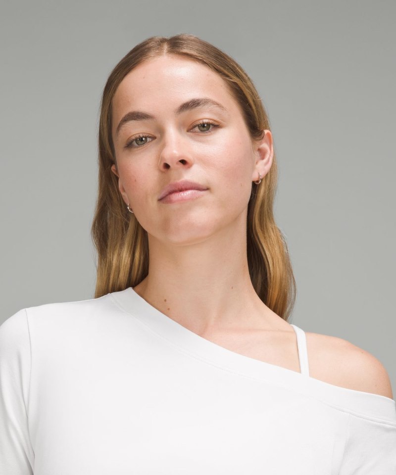 Lululemon Off-The-Shoulder Cotton T-Shirt Light Vapor Online Outlet Sale