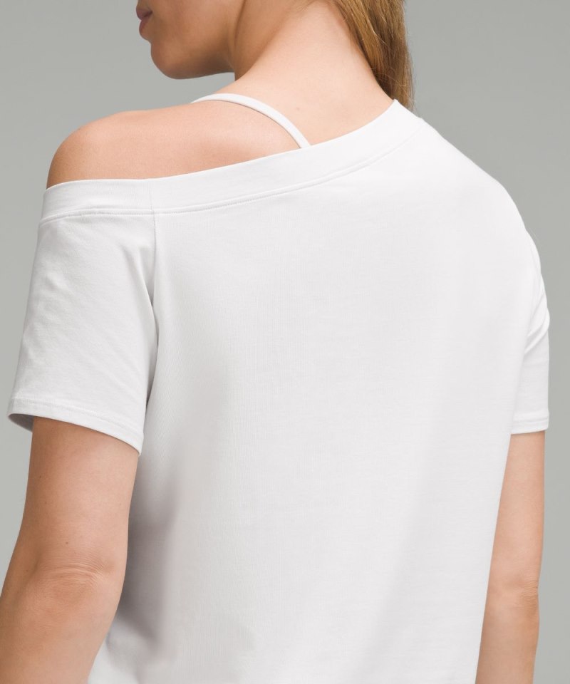Lululemon Off-The-Shoulder Cotton T-Shirt Light Vapor Online Outlet Sale