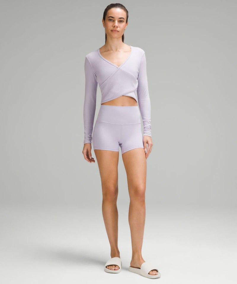 Lululemon Wrap-Front Ribbed Long-Sleeve Top Lilac Ether Online Outlet Sale
