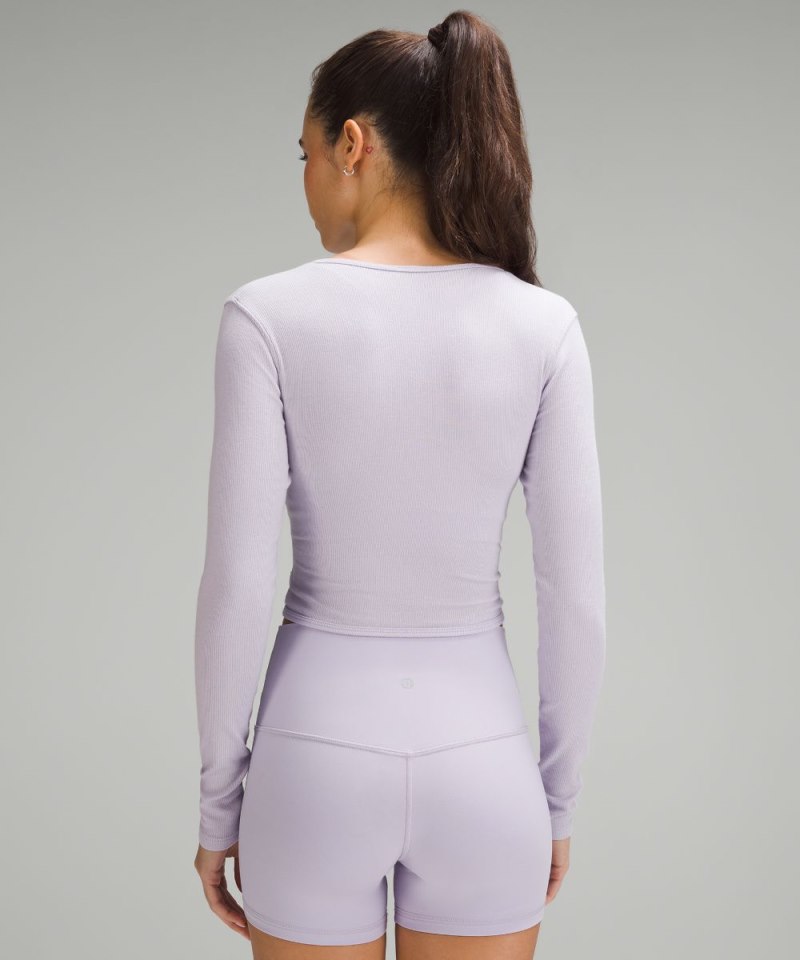 Lululemon Wrap-Front Ribbed Long-Sleeve Top Lilac Ether Online Outlet Sale