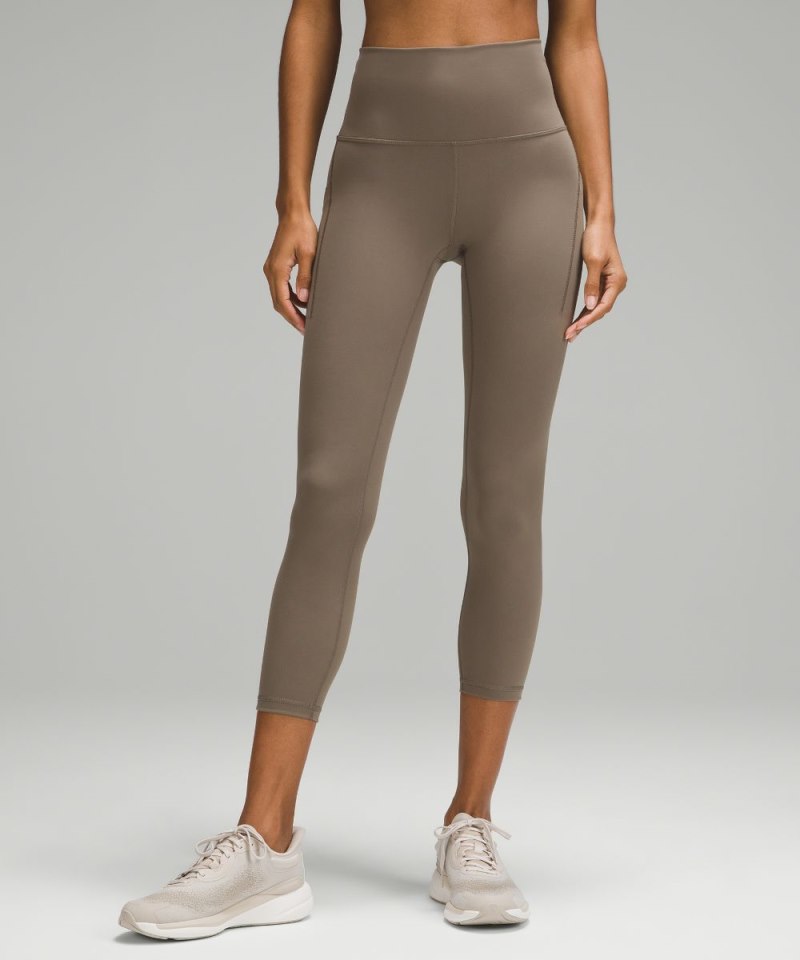 Lululemon Wunder Train High-Rise Crop with Pockets 23" Nomad Online Outlet Sale