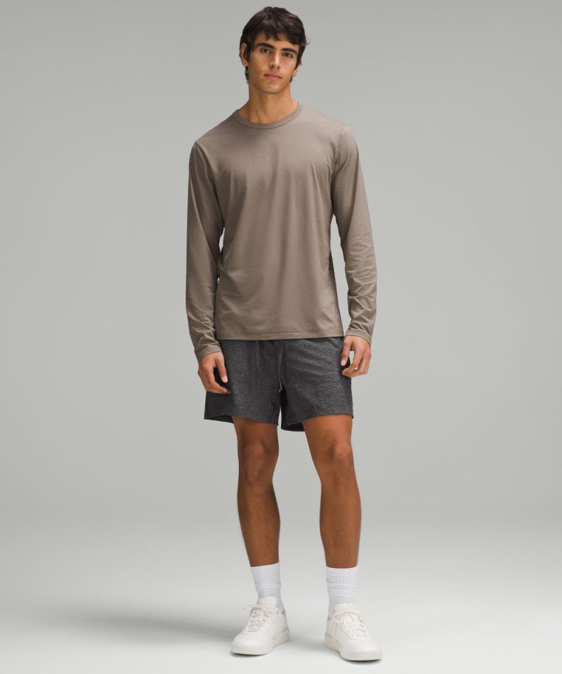 Lululemon Soft Jersey Short 5" Heathered Black / Heathered Graphite Grey Online Outlet Sale