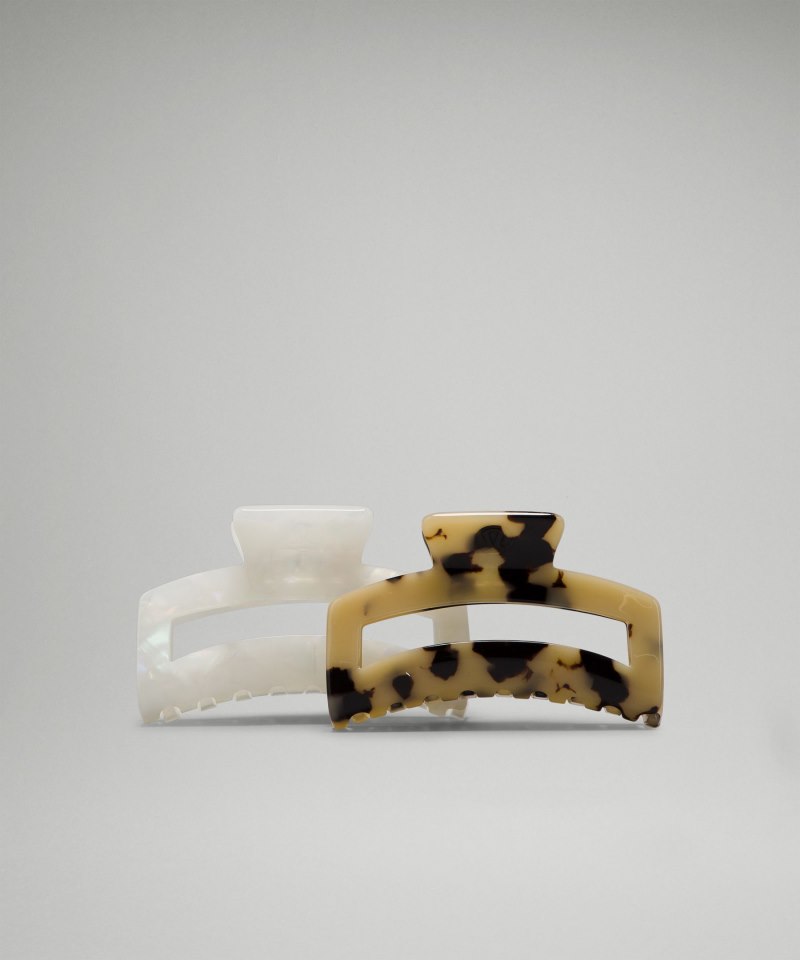 Lululemon Large Claw Hair Clips *2 Pack Golden Sand / Black / White Opal / Silverstone Online Outlet Sale