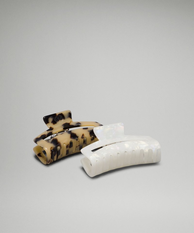 Lululemon Large Claw Hair Clips *2 Pack Golden Sand / Black / White Opal / Silverstone Online Outlet Sale