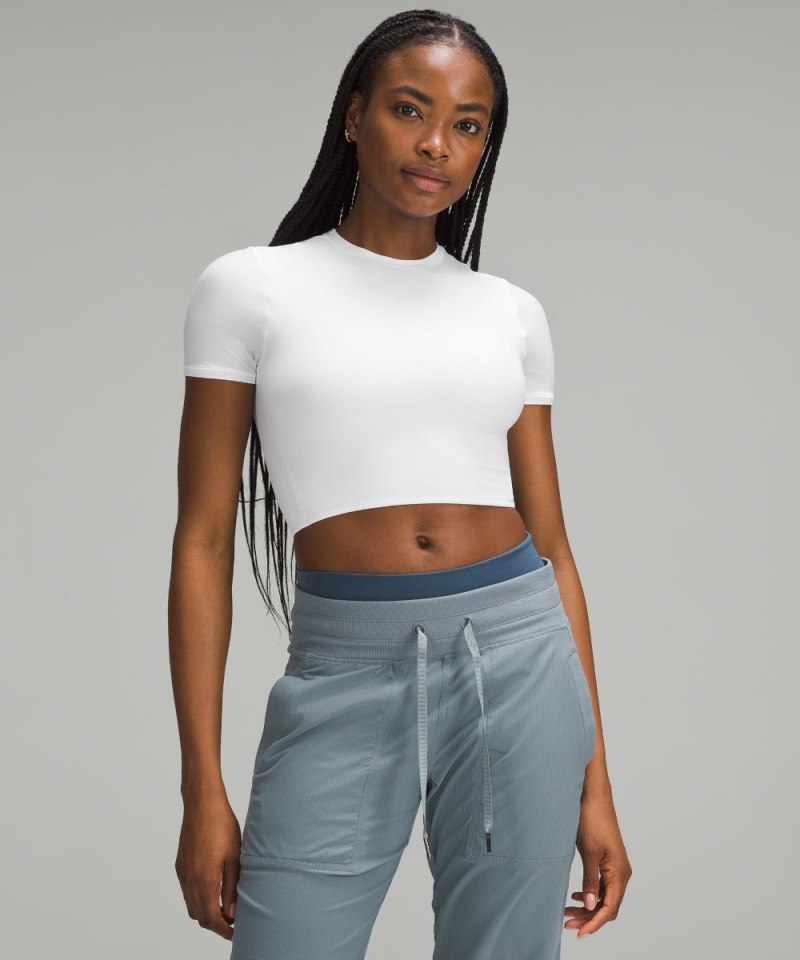 Lululemon Wundermost Ultra-Soft Nulu Crewneck Cropped T-Shirt White Online Outlet Sale