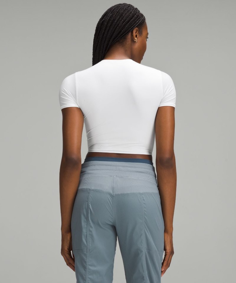 Lululemon Wundermost Ultra-Soft Nulu Crewneck Cropped T-Shirt White Online Outlet Sale