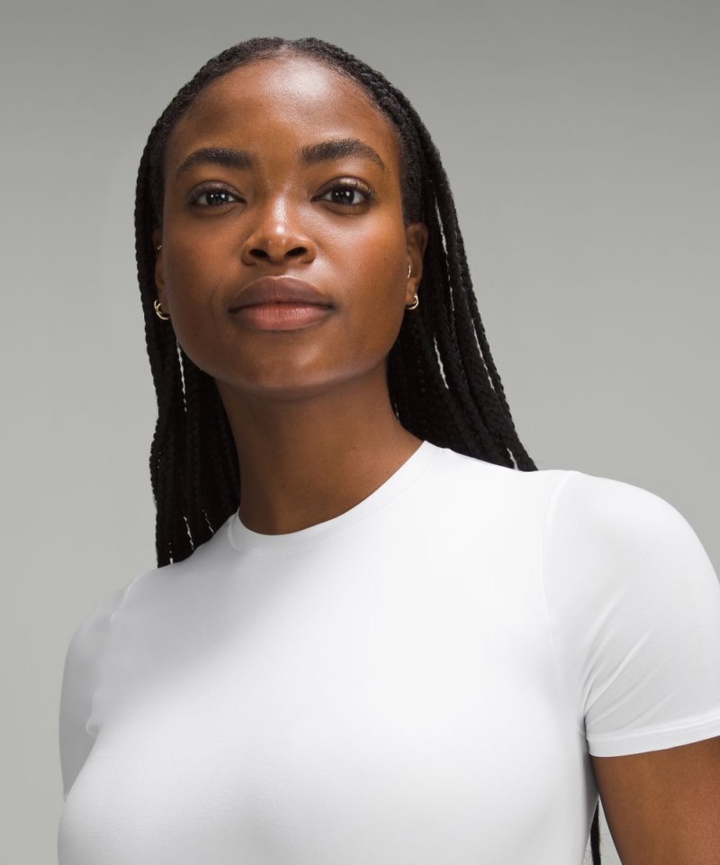 Lululemon Wundermost Ultra-Soft Nulu Crewneck Cropped T-Shirt White Online Outlet Sale