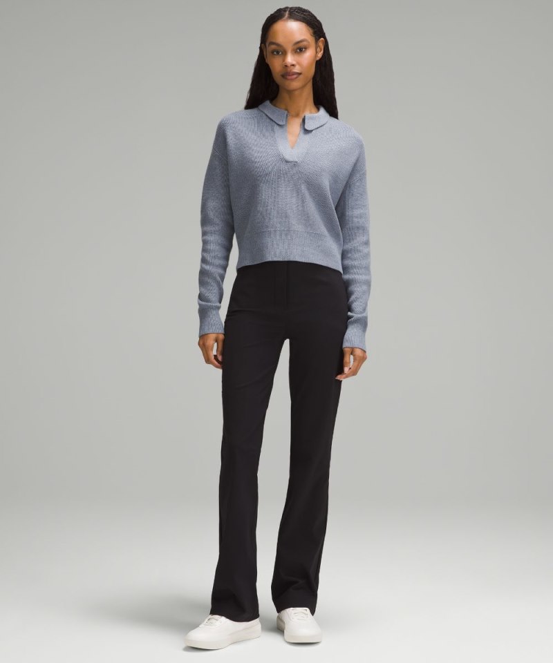 Lululemon Collared Merino Wool-Blend Sweater Heathered Belgian Blue Online Outlet Sale