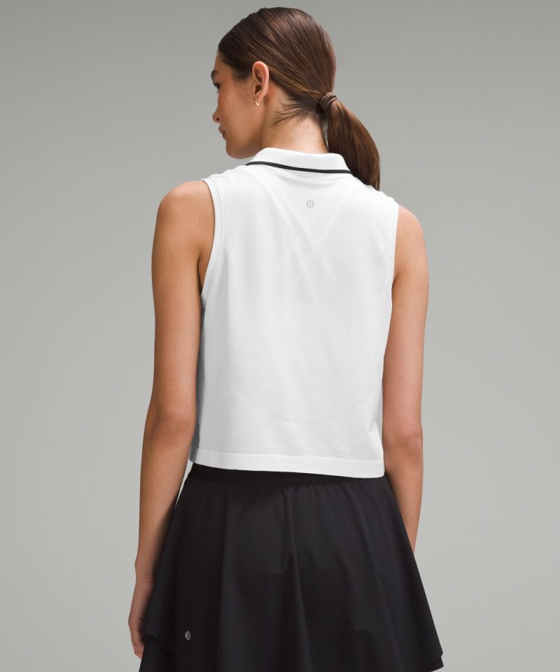 Lululemon Swiftly Tech Sleeveless Polo Shirt *Colour Tip White / White / Black Online Outlet Sale