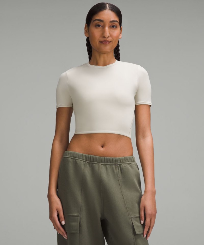 Lululemon Wundermost Ultra-Soft Nulu Crewneck Cropped T-Shirt Mojave Tan Online Outlet Sale