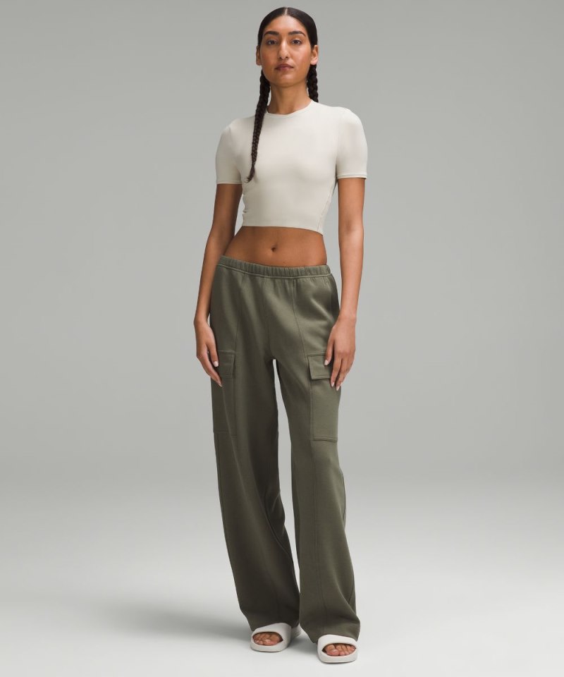 Lululemon Wundermost Ultra-Soft Nulu Crewneck Cropped T-Shirt Mojave Tan Online Outlet Sale