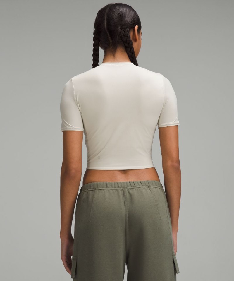 Lululemon Wundermost Ultra-Soft Nulu Crewneck Cropped T-Shirt Mojave Tan Online Outlet Sale