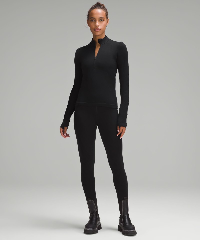 Lululemon Merino Wool-Blend Base Layer Half Zip Black Online Outlet Sale