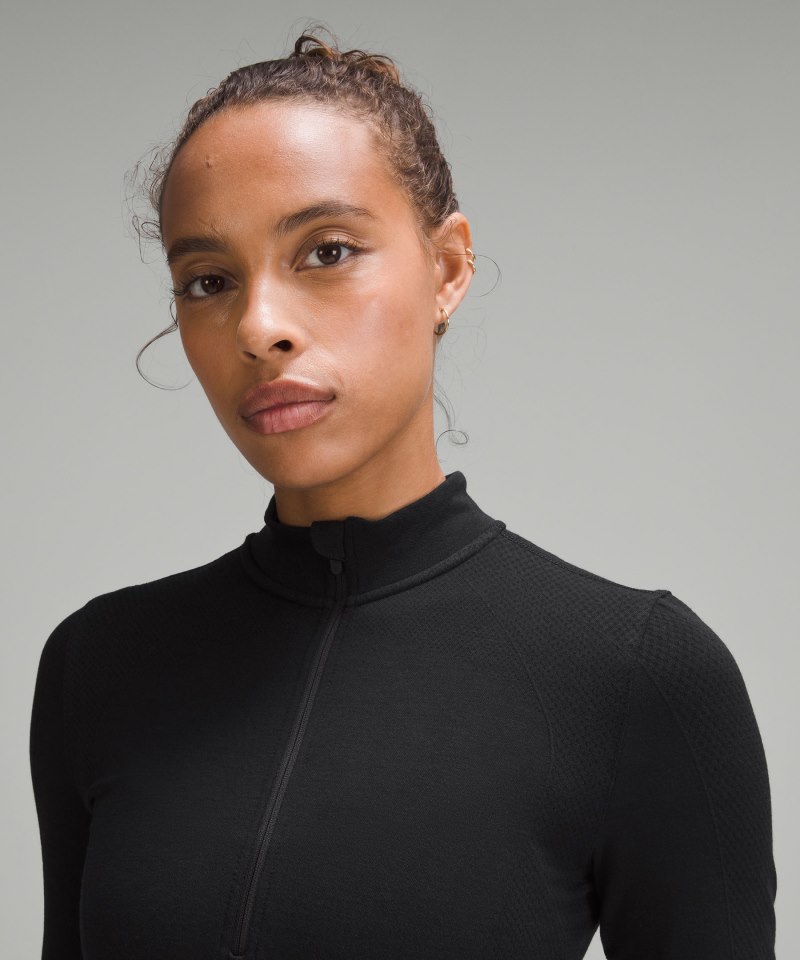 Lululemon Merino Wool-Blend Base Layer Half Zip Black Online Outlet Sale