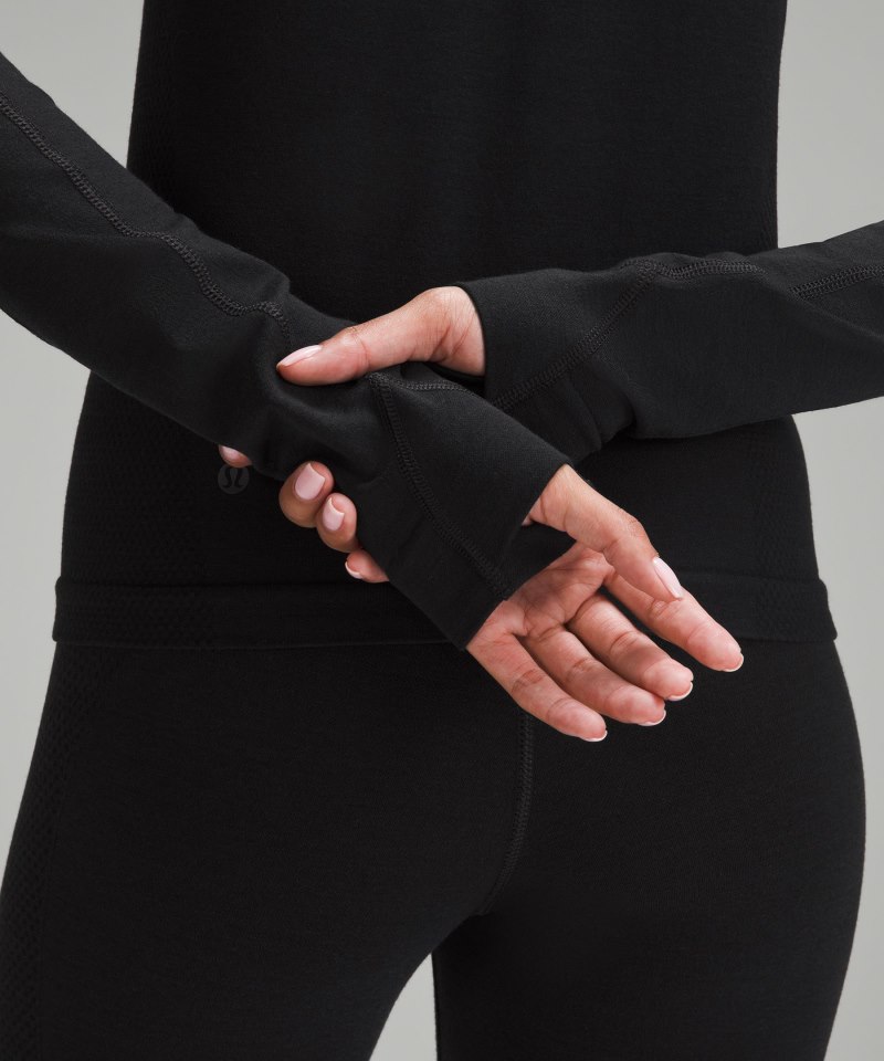 Lululemon Merino Wool-Blend Base Layer Half Zip Black Online Outlet Sale