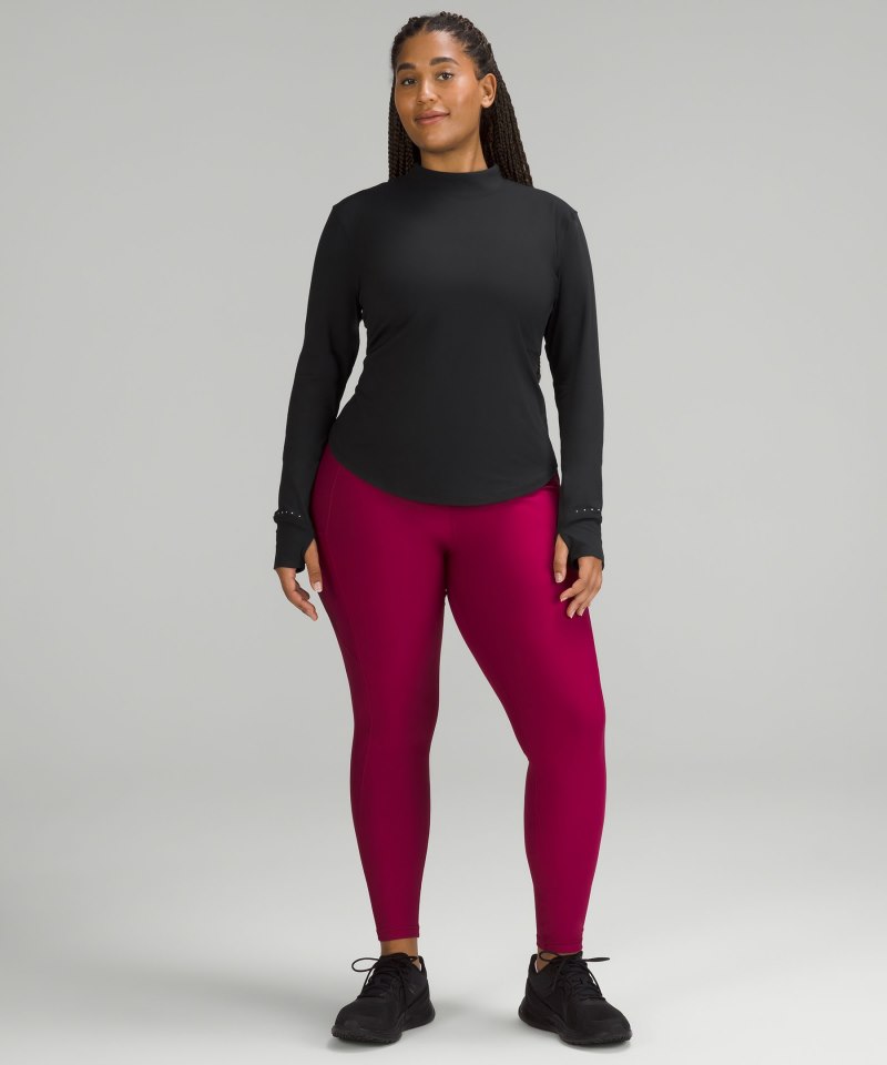 Lululemon Rulu Running Long-Sleeve Mock-Neck Shirt Black Online Outlet Sale