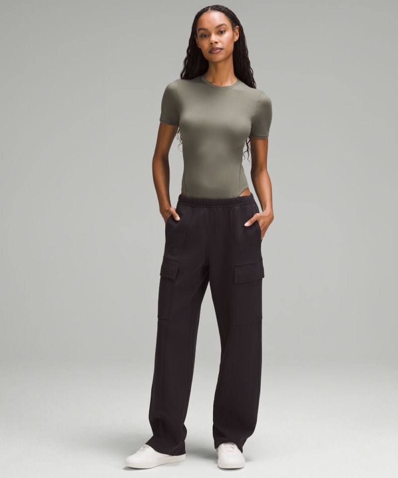 Lululemon Wundermost Ultra-Soft Nulu Short-Sleeve Crew Thong Bodysuit Army Green Online Outlet Sale