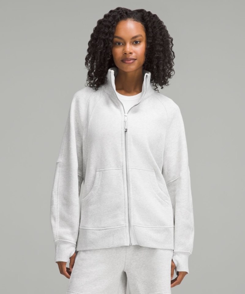 Lululemon Scuba Oversized Funnel-Neck Full Zip Heathered Core Ultra Light Grey Online Outlet Sale