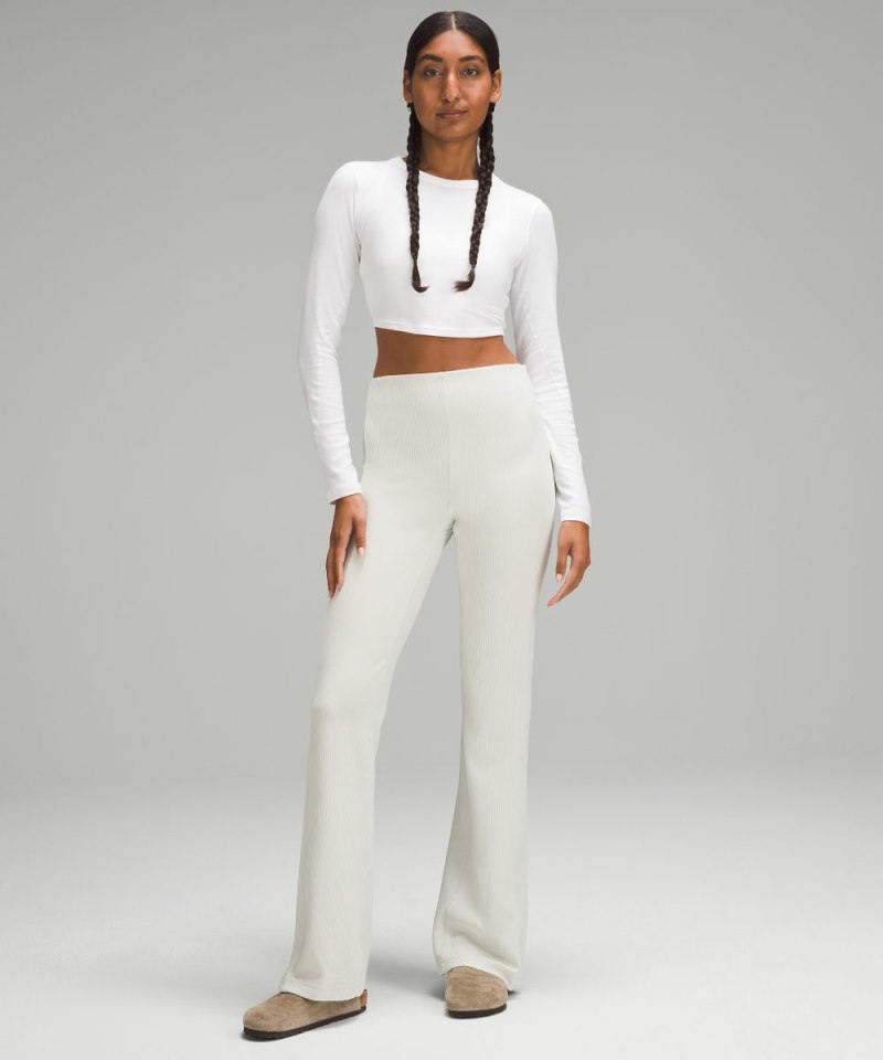 Lululemon Brushed Softstreme Ribbed Zip Flared Pant 32.5" Bone Online Outlet Sale