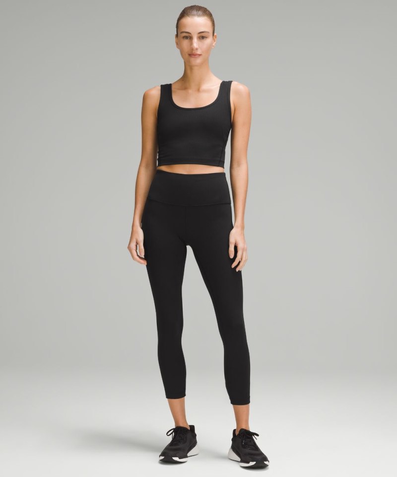 Lululemon Wunder Train High-Rise Ribbed Crop 23" Black Online Outlet Sale