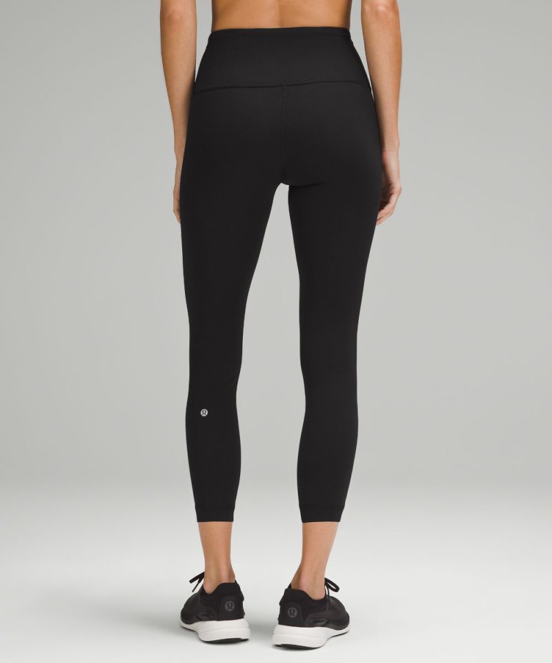 Lululemon Wunder Train High-Rise Ribbed Crop 23" Black Online Outlet Sale