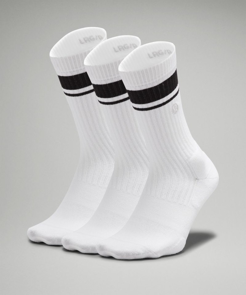 Lululemon Men's Daily Stride Ribbed Comfort Crew Socks *3 Pack White / Black Online Outlet Sale