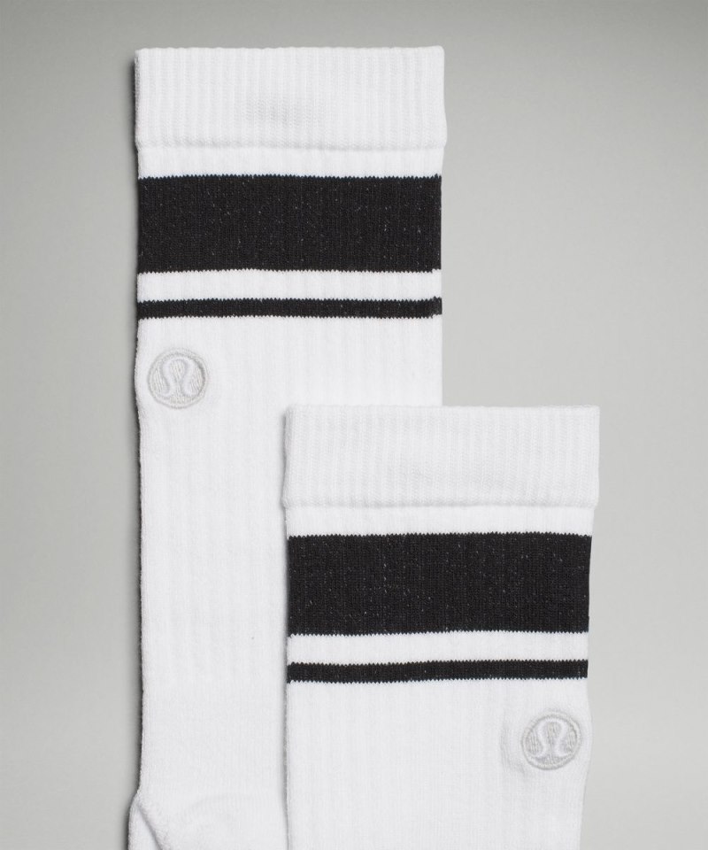 Lululemon Men's Daily Stride Ribbed Comfort Crew Socks *3 Pack White / Black Online Outlet Sale