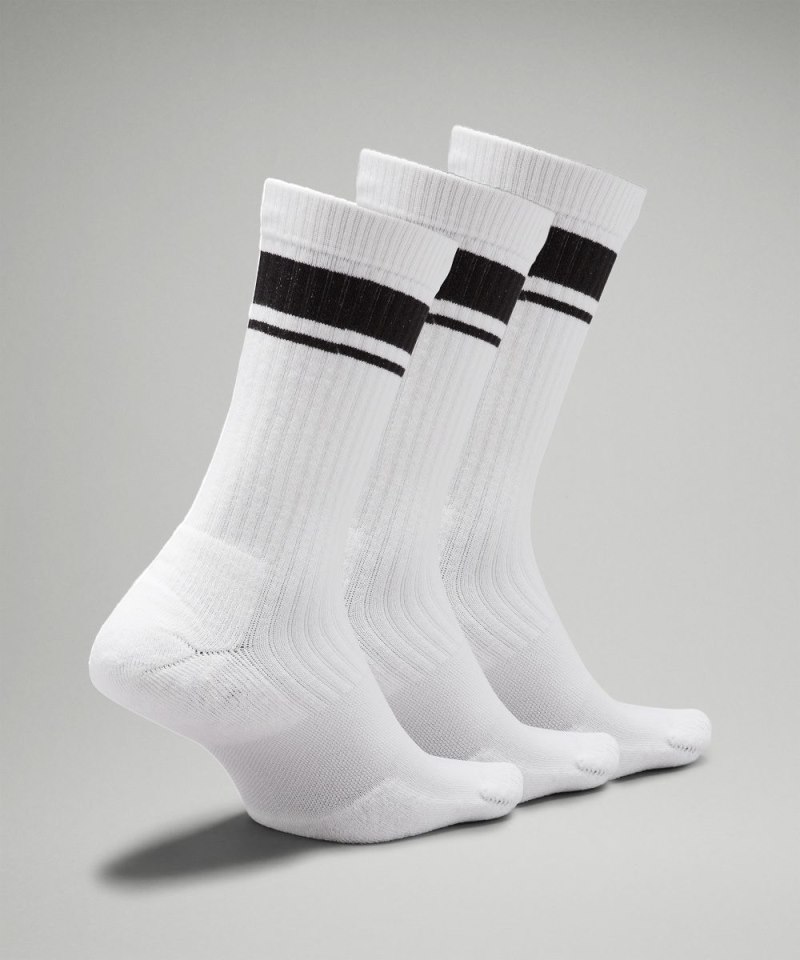 Lululemon Men's Daily Stride Ribbed Comfort Crew Socks *3 Pack White / Black Online Outlet Sale