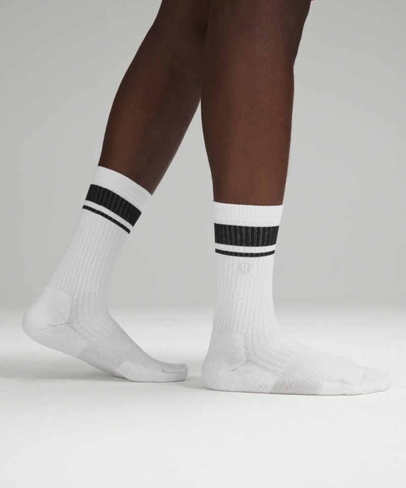 Lululemon Men's Daily Stride Ribbed Comfort Crew Socks *3 Pack White / Black Online Outlet Sale