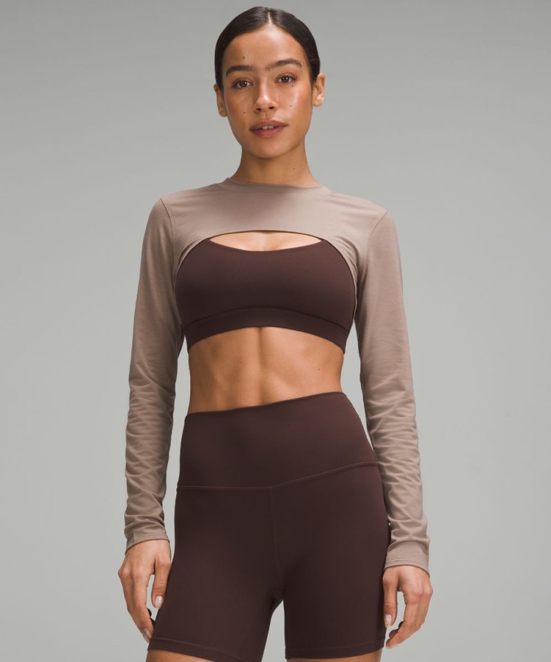 Lululemon Long-Sleeve Crewneck Shrug Taupetastic Online Outlet Sale