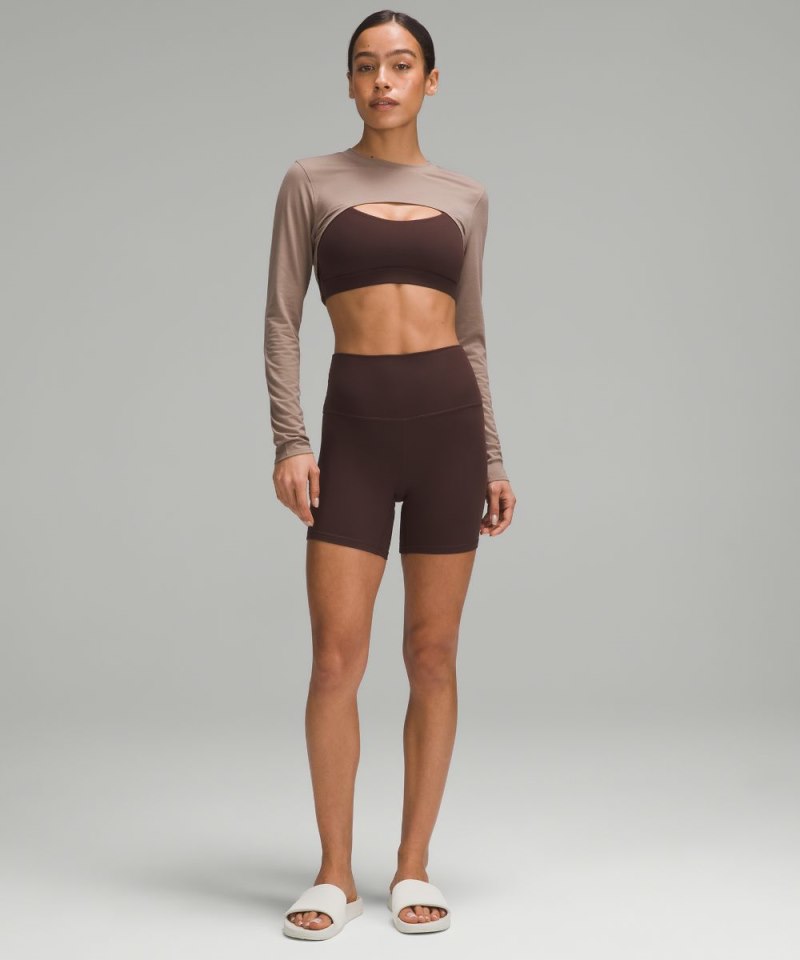 Lululemon Long-Sleeve Crewneck Shrug Taupetastic Online Outlet Sale
