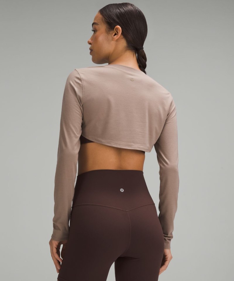 Lululemon Long-Sleeve Crewneck Shrug Taupetastic Online Outlet Sale